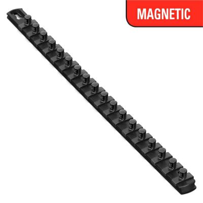 ERN8421M image(0) - Ernst Mfg. 18 Inch  3/8 Inch Magnetic Socket Organizer with Twist Lock Clips - Black