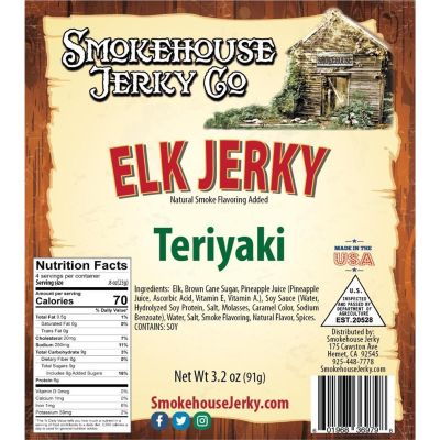 THS369798 image(0) - Tender Heifer Snack Co. Elk Teriyaki Exotic Jerky - 3.2 Ounce