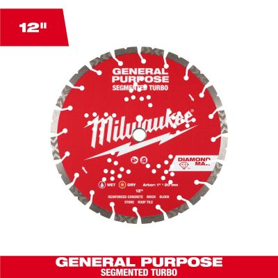 MLW49-93-9012 image(0) - Milwaukee Tool 12 inch DIAMOND MAX Segmented Turbo General PurposeDiamond Blade