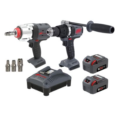 IRTIQV20-2DWDXS image(0) - Ingersoll Rand 20V Cordless Combo Tool Kit, D5241 1/2 Inch Hammer Drill, W7153 DXS Impact Wrench
