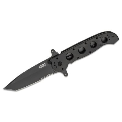 CRKM16-14SF image(0) - CRKT (Columbia River Knife) M16-14SF AUS 8 Titanium Nitride Triple Point Serrationswith  Blade Folding Knife with Liner Lock Aluminum Handle - Black