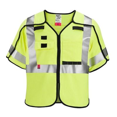 MLW48-73-5333 image(0) - Milwaukee Tool AR/FR Cat. 1 Class 3 Breakaway High Visibility Yellow Safety Vest - 2XL/3XL (ANSI/CSA)