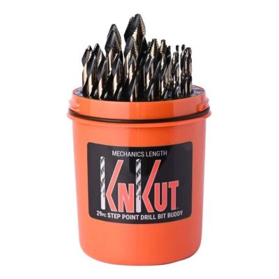 KNK29KK10DB image(0) - KnKut KnKut 29 Piece Drill Buddy Mechanics Length Step Point Drill Bit Set 1/16"-1/2" by 64ths
