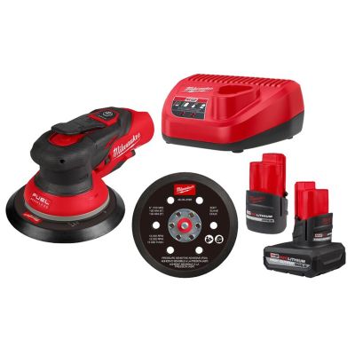 MLW2584-22CX image(0) - Milwaukee Tool M12 FUEL 3/32 Inch Orbit 6 Inch Lithium-Ion Brushless Cordless Random Orbital Sander Kit