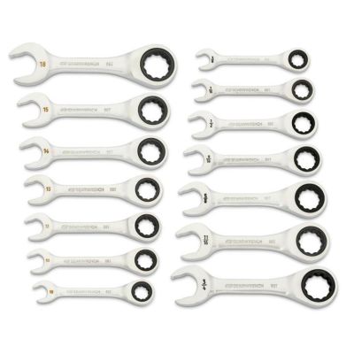 KDT86859 image(0) - GearWrench 14 Piece 90-Tooth 12 Point SAE/Metric Stubby Ratcheting Combination Wrench Set
