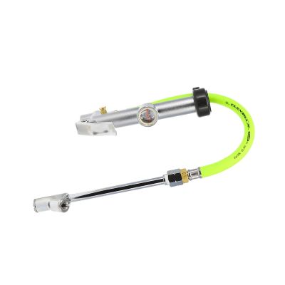LEGAL2051FZ image(0) - Legacy Manufacturing Flexzilla dual foot tire inflator with 12 inch hose and glass sight gauge 10 to 120 psi - Zillagreen
