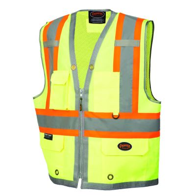 SRWV1010260U-M image(0) - Pioneer 300D Oxford with Mesh Back Surveyor Vest  - Color:  Hi-Vis Yellow/Green  - Size: M