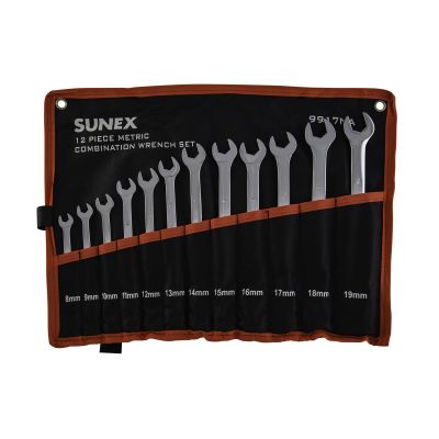 SUN9917MA image(0) - SUNEX 12 Pc. Metric Full Polish V-Groove Combination Wre