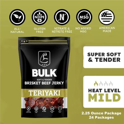 BLOISN-TRBR-24 image(0) - BULK Jerky Teriyaki Brisket Jerky - 2.25 ounce package (24 packages)