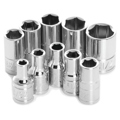 WLMW36002 image(0) - Wilmar Corp. / Performance Tool 10 pc. 1/4" Dr. 6pt SAE Socket Set