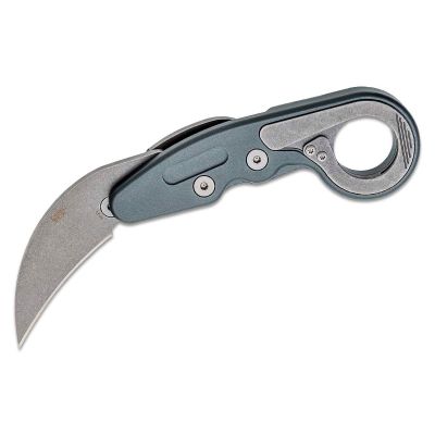 CRK4045 image(0) - CRKT (Columbia River Knife) Provoke Compact D2 Stonewash Plain Blade Folding Knife with Kinematic Aluminum Handle - Black/Silver