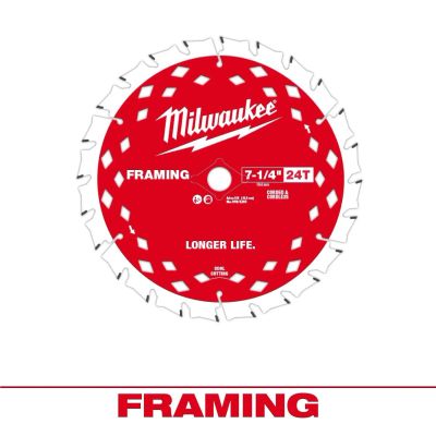 MLW48-41-0720 image(0) - Milwaukee Tool 48-40-0720 7-1/4 Inch 24T Framing Circular Saw Blade - 1 Blade