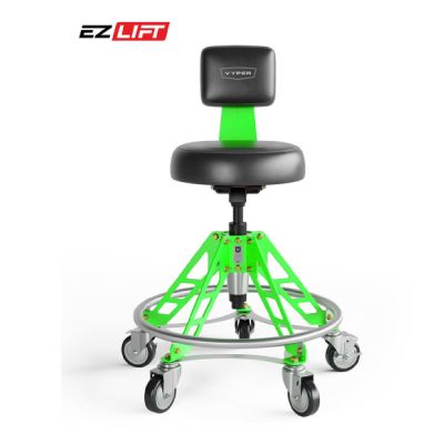 VYPESM-B-EXG-EZ image(0) - Vyper Industrial 400 lb Capacity Elevated Steel Max Ez-Lift Shop Chair - Black/Extreme Green