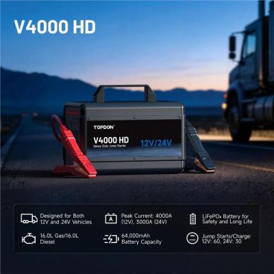 TOPV4000HD image(0) - Topdon 12V/24V 4000A Jump Starter