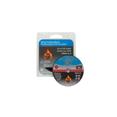 HIT520-5 image(0) - High Teck Products 520-5 Cut-Off Wheel, 3 in Dia x 3/16 in in THK, 3/8 in Center Hole, Aluminum Oxide