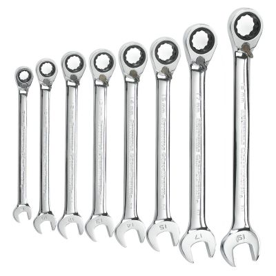 KDT9543 image(0) - GearWrench 8 Piece 72-Tooth 12 Point Reversible Ratcheting Combination Metric Wrench Set
