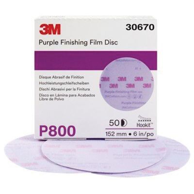MMM30670 image(0) - 3M 30670 260L Series Abrasive Disc, 6 in Dia, P800 Grit, Hook and Loop, Purple