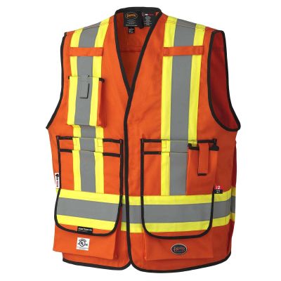 SRWV2540750U-S image(0) - Pioneer FR Tech ARC Rated Surveyor Safety Vest - Color: Hi-Vis Orange - ANSI/ISEA 107-2020 Class 1 Type O - Size: Small