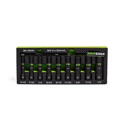 GETXAS9DS image(0) - Grip Edge Tools 9-PC 1/4" Drive SAE RPT Socket Extractor with FORS set (deep length)