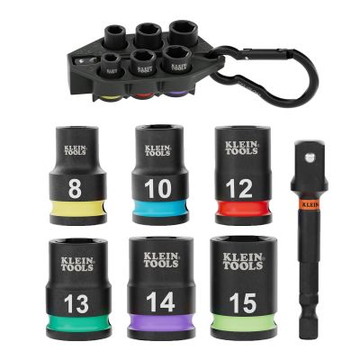 KLE33808M image(0) - Klein Tools Grab-And-Go Impact Socket Set, Metric, 7-Piece