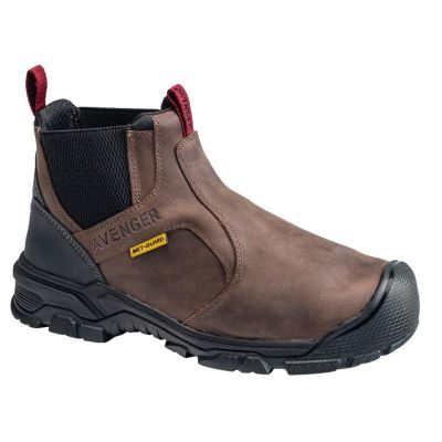FSIA7342-7M image(0) - Avenger Work Boots Ripsaw - Men's Mid-Top Slip-On Boots - Aluminum Toe - IC|EH|SR|PR|MT - Brown/Black -Size: 7 - D - (Regular)