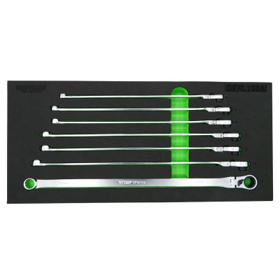 VIMDFXL100A image(0) - VIM Tools 7 Piece Deep Spline Ratcheting Flex Head XL Wrench Set (8-14 mm)