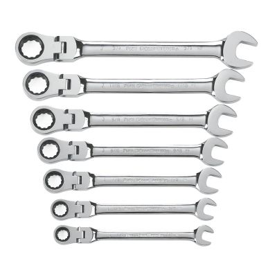 KDT9700 image(0) - GearWrench 7 Piece 72-Tooth 12 Point Flex Head Ratcheting Combination SAE Wrench Set