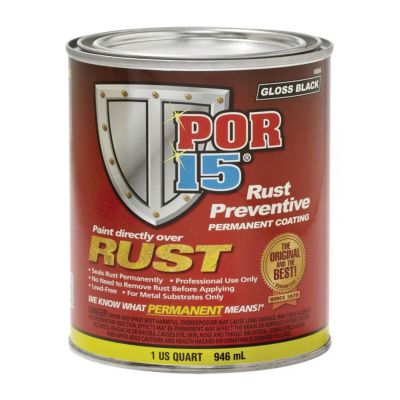 POI45004 image(0) - POR-15 INC 45004 High Performance Rust Preventive Coating, 1 qt Can, Gloss Black, 250 to 450 sq-ft/gal Coverage