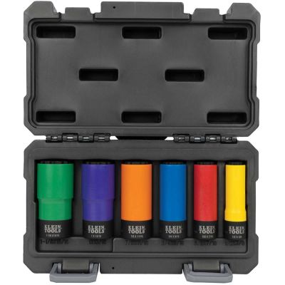 KLE66030 image(0) - Klein Tools 2-in-1 Coated Impact Socket, 12-Point, 3/4 and 9/16-Inch