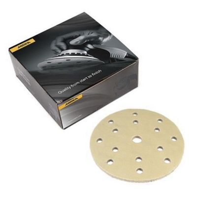 MRK23645500 image(0) - Mirka Abrasives Gold Soft 23645500 23 Series Semi-Open Coated Grip-On Sanding Disc, 6 in, P500 Grit, Aluminum Oxide