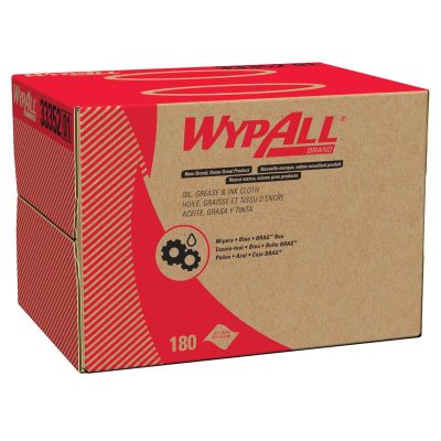 KIM33352 image(0) - Kimberly Clark WypAll 33352 Brag Box Cloth, 16.8 x 12.1 in, 180, Polypropylene, Blue, 1 Plys
