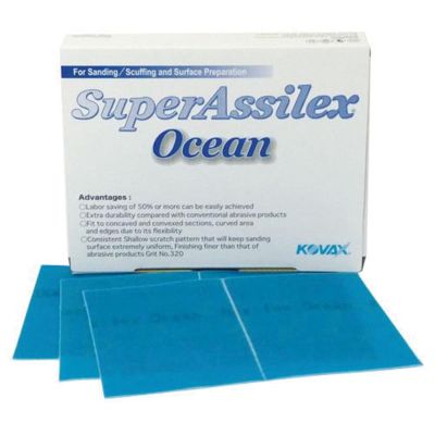 EAG1911515 image(0) - Eagle Abrasives, Inc. KOVAX Super Assilex 191-1515 Sanding Sheet, 130 mm W x 170 mm L, 360 Grit, Aluminum Oxide Abrasive, Ocean, Dry