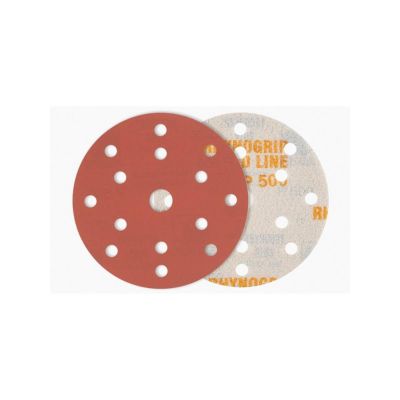 INA620-36E image(0) - Indasa USA,Inc. Medallion 620-36E Rhynogrip Red Line XL Abrasive Solid Disc, 6 in Dia, 36 Grit