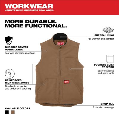MLW801BR-L image(1) - Milwaukee Tool HEAVY DUTY SHERPA-LINED VEST - BROWN L