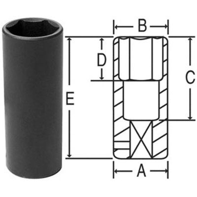 GRE2021MDT image(1) - Grey Pneumatic 1/2" Drive x 21mm Extra-Thin Wall Deep Socket