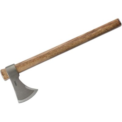 CRK2732 image(0) - CRKT (Columbia River Knife)  Woods Nobo T-Hawk 1055 Carbon Steel Clear Plain Blade Tomahawk Tennessee Hickory Handle - Brown/Silver