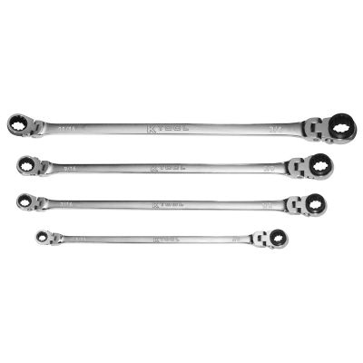 KTIXDRF7 image(0) - K Tool International Wrench Set 4 Piece Double Box Reversible Ratcheting SAE Universal Spline 90 Tooth