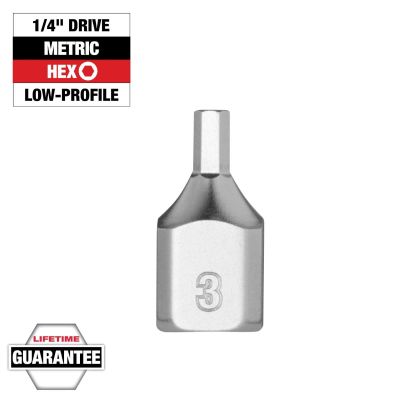 MLW45-34-1130 image(0) - Milwaukee Tool 1/4 Inch Drive 3mm Low-Profile Hex Bit Socket