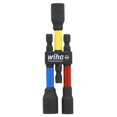 WIH70489 image(0) - WIHA Tools 3 Piece Color Coded Magnetic Nut Setter SAE Set 3"
