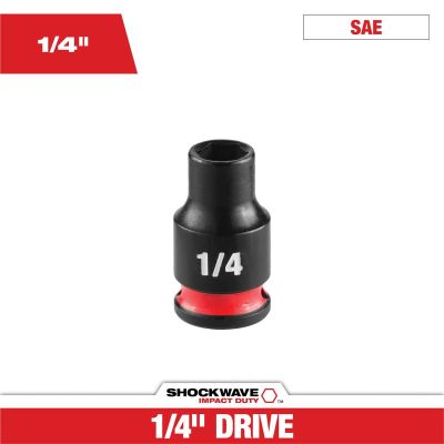 MLW49-66-6002 image(0) - Milwaukee Tool SHOCKWAVE&trade; Impact Duty 1/4" Drive 1/4" Standard 6 Point Socket