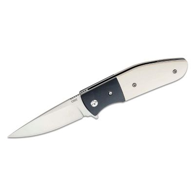 CRK2867 image(0) - CRKT (Columbia River Knife) Curfew 8Cr13MoV Satin Plain Blade Assisted Folding Knife with Liner Lock Micarta w/Aluminum Bolster Handle - White
