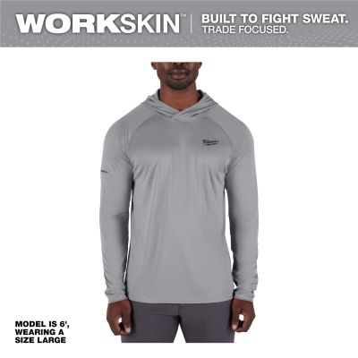 MLWM550G-XL image(0) - Milwaukee Tool WORKSKIN Hooded Sun Shirt - GRAY XL