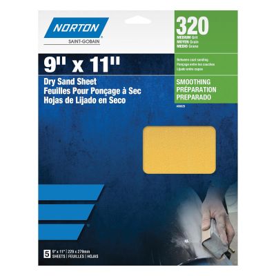 NOR00629 image(0) - Norton Gold Reserve 00629 A296 Series Sanding Sheet, 9 in W x 11 in L, P320 Grit, Extra Fine Grade