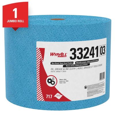 KIM33241 image(0) - Kimberly Clark WypAll 33241 Jumbo Roll Cloth, 13.4 x 9.8 in, 717, Polypropylene, Blue, 1 Plys