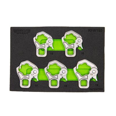 VIMRFW150 image(0) - VIM Tools 5 Piece 3/8 Inch Drive Ratcheting Flare Nut Set (15, 16, 17, 18, 19 mm)