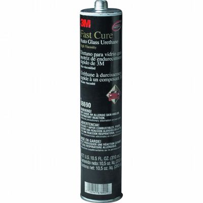 MMM8690 image(0) - 3M 08690 1-Part Fast Cure Auto Glass Urethane Adhesive, 10.5 oz Cartridge, Paste, Black, 24 hr Curing