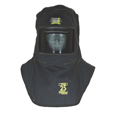 OBRTCG25-CHVSL image(0) - OBERON Hood with Hard Cap - Arc Flash - 25 Cal TCG - With Fresh Air Arc Flash Hood Ventilation System & Light - Color: Black - Window: True Color Grey (TCG)