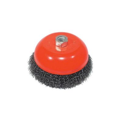 AES1835 image(0) - AES Industries 1835 Wire Cup Brush with Spindle, 5 in, 5/8-11, Carbon Steel, Brass-Coated
