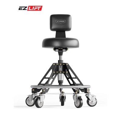 VYPESM-B-B-EZ image(0) - Vyper Industrial 400 lb Capacity Elevated Steel Max Ez-Lift Shop Chair - Black/Black