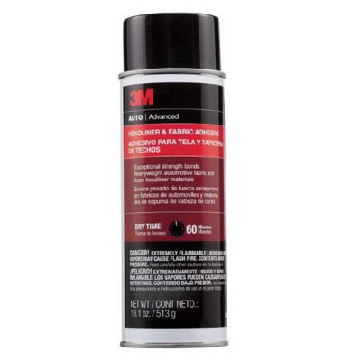 MMM38808 image(0) - 3M 38808 Headliner and Fabric Adhesive, 18.1 oz Aerosol Can, Aerosol, Transparent, 30 min Curing